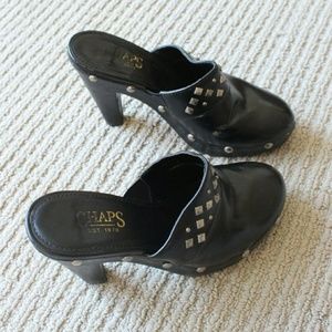 7.5 chaps  edgy punk backless heels